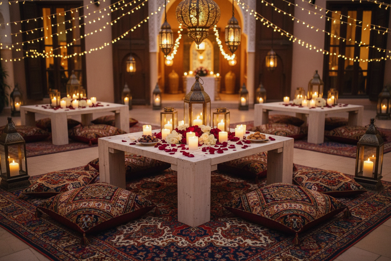 Table Assia carrée dans mariage marocain